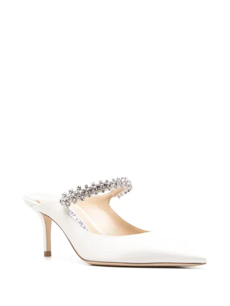 Papuci tip mules Jimmy Choo din piele alb