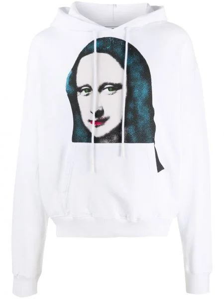 Mikina s kapucí Off-white s potiskem bílá