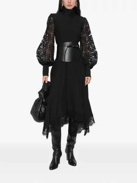 Rochie Ermanno Firenze asimetrică din dantelă negru
