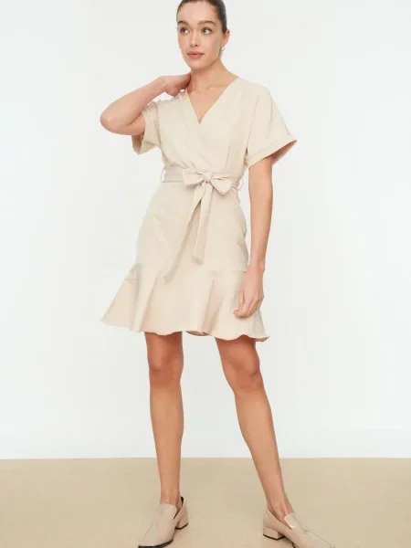 Mini obleka Trendyol bež