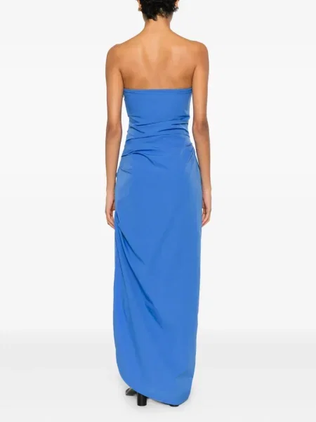 Rochie maxi Sir drapată de costum albastru