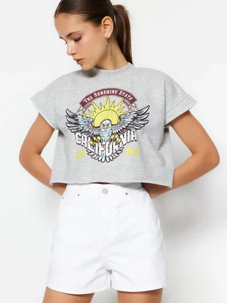 Pantaloni scurți din denim Trendyol alb