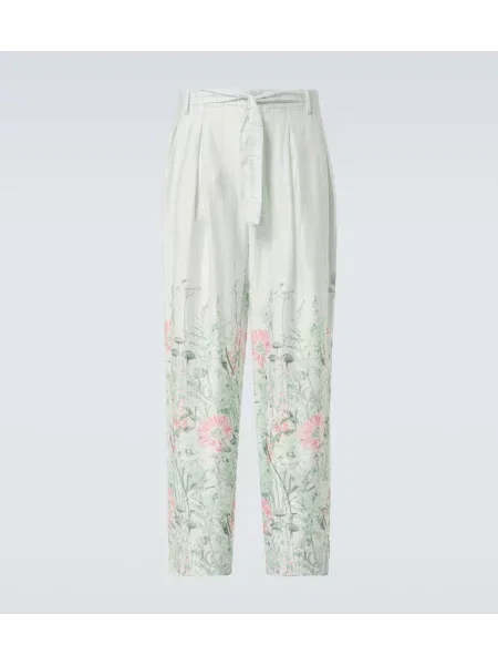 Pantaloni King & Tuckfield cu model floral verde
