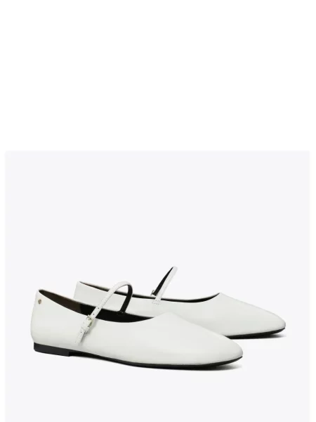 Balerini Tory Burch din piele alb