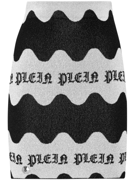Fustă Philipp Plein din jacard cu autograf negru