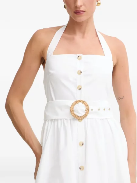 Cu centură rochie midi Fracomina cu gât halter alb