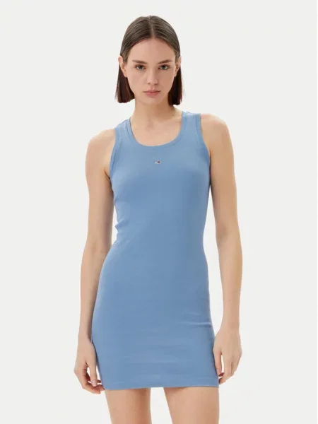 Tommy Jeans Sukienki Kobieta L Sukienka Mini Slip On niebieski