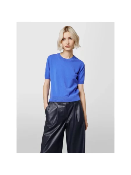 Sweter Alpha Studio retro o skróconej długości niebieski