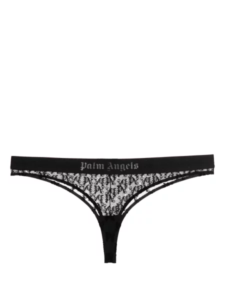 Chiloți tanga Palm Angels din dantelă negru
