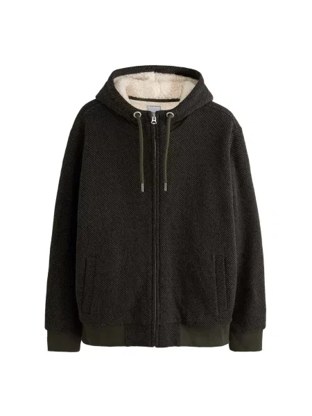 Next Jachetă fleece maro deschis / pin verde