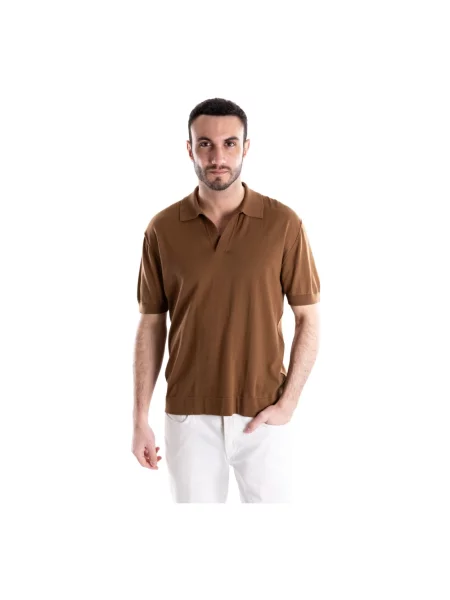 Dzianinowa koszulka polo Paolo Pecora brązowa
