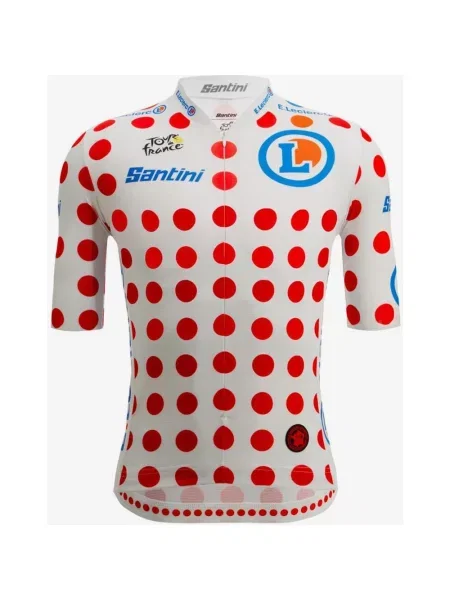 Koszulka rowerowa Tour de France Líder Klasyfikacji Górskiej Lunares Krótki Rękaw Corte Sleek XS biała