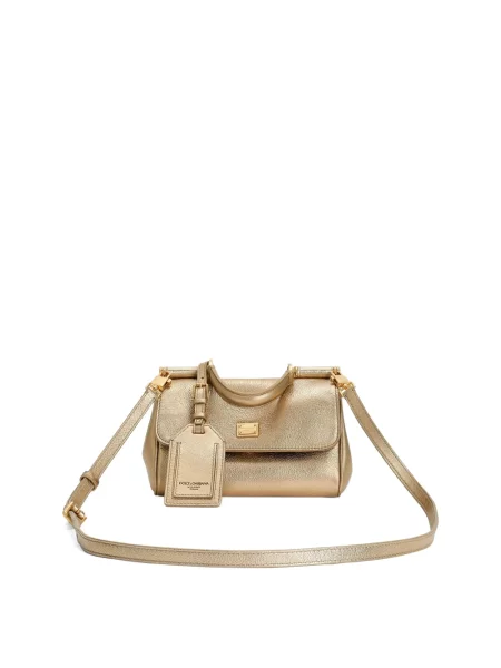 Torebka skórzana Dolce And Gabbana skórzana żółta