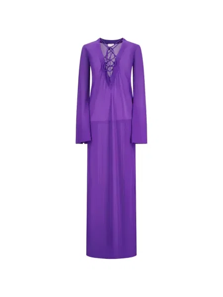 Rochie The Andamane cu șireturi din dantelă violet