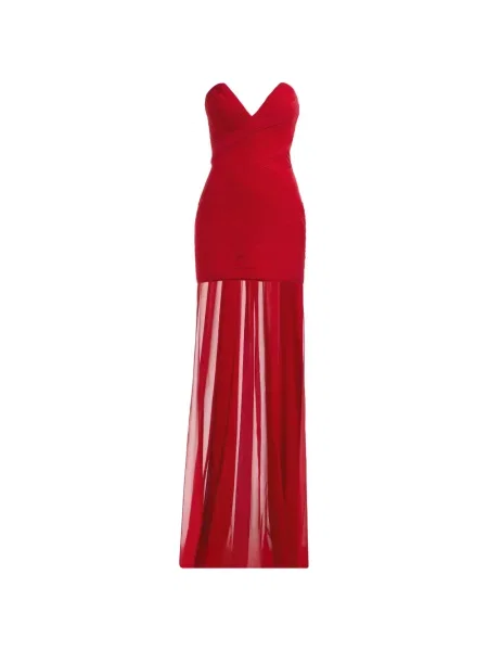 Rochie mini Elie Saab drapată fără bretele roșu