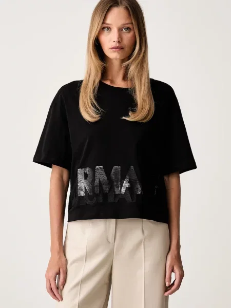 Armani Exchange tricou pentru femei din negru