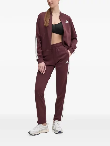 Komplet dresowy Adidas koronkowy sznurowany w paski różowy