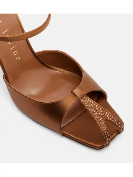 Papuci tip mules Herbert Levine din satin maro