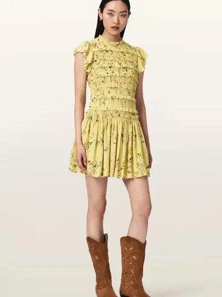 AllSaints rochie de vară din modal LAUREN galben