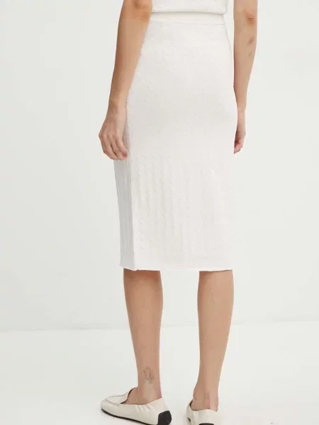Sukně Armani Exchange midi pouzdrová béžová