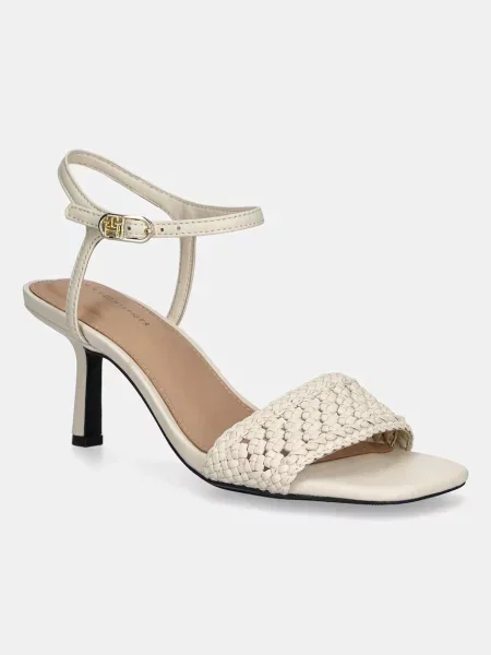 Sandali Tommy Hilfiger CROCHET LTHR KITTEN SANDAL bež