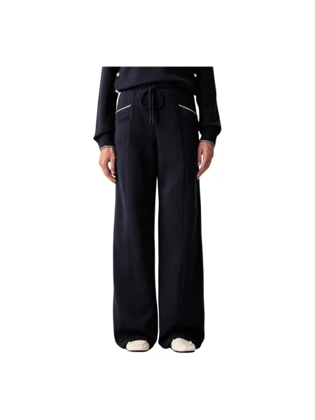 Guess Spodnie dresowe Granatowy Wide Leg niebieskie