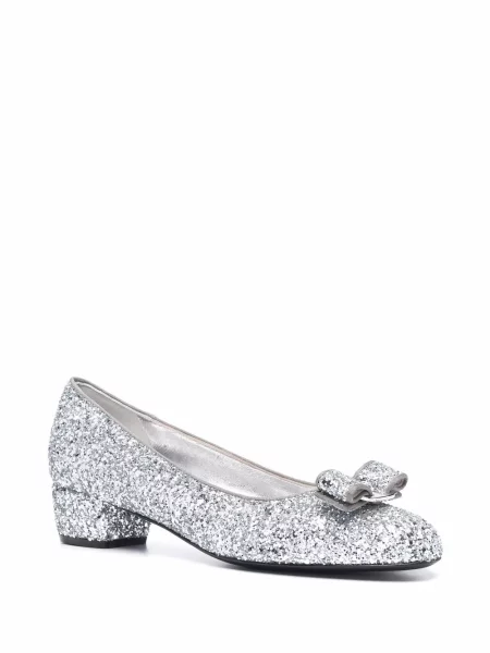 Pantofi cu toc Ferragamo argintiu