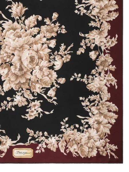 Μεταξωτός φλοράλ κασκόλ Dolce & Gabbana μαύρο