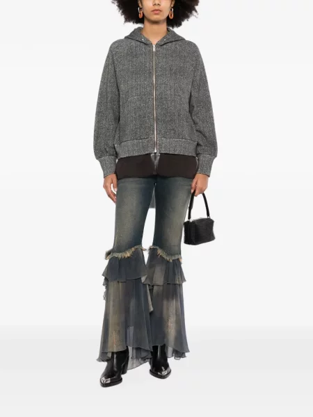 Hanorac cu glugă Undercover cu model herringbone gri