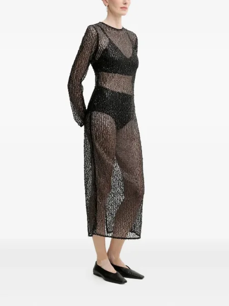 Rochie midi Samsøe Samsøe până la genunchi de costum negru