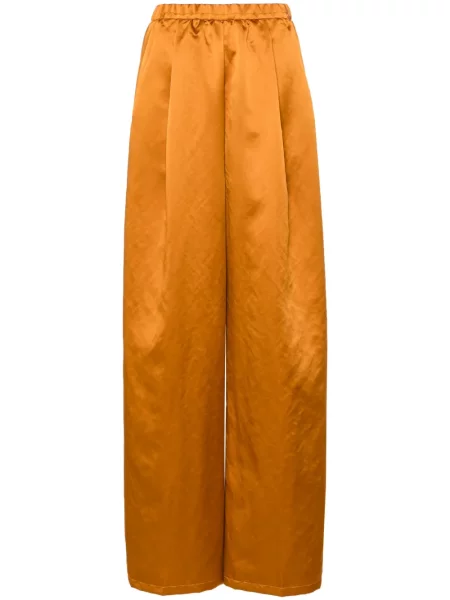 Pantaloni Forte_forte din satin portocaliu