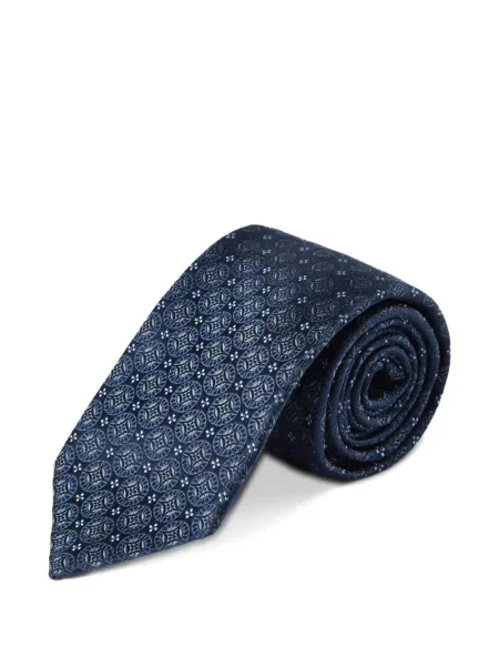 Cravată Brunello Cucinelli de mătase cu imprimeu geometric albastru