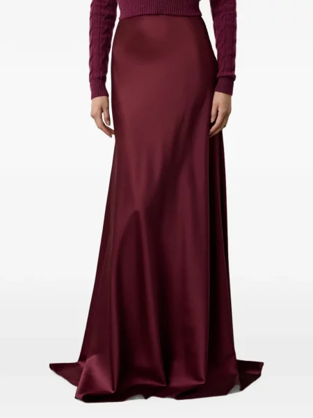 Fusta maxi Ralph Lauren Collection din satin roșu