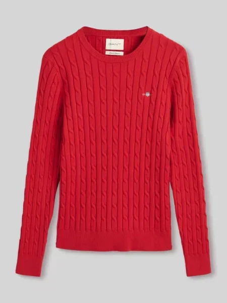 Sweter z wyhaftowanym logo Gant czerwony