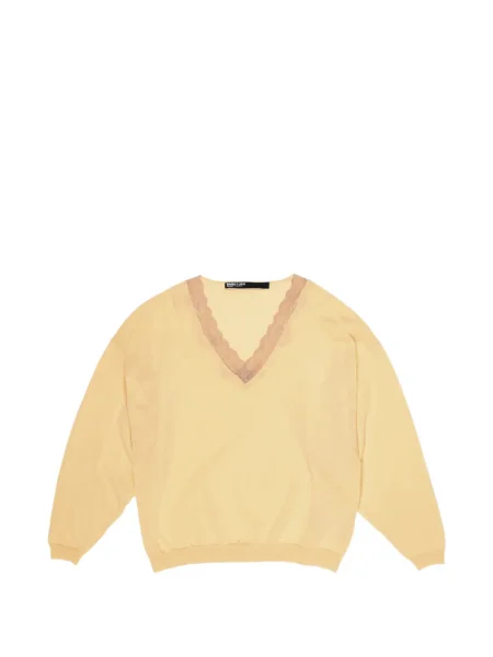 Top Bimba Y Lola cu decolteu în V din dantelă galben