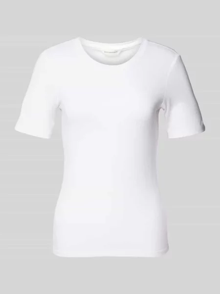 T-shirt z prążkowanym okrągłym dekoltem model ‘Betrina’ Msch Copenhagen biała