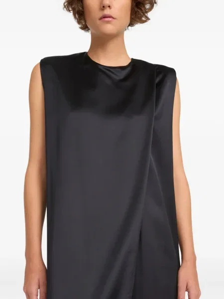Rochie maxi Yves Salomon din satin de costum negru