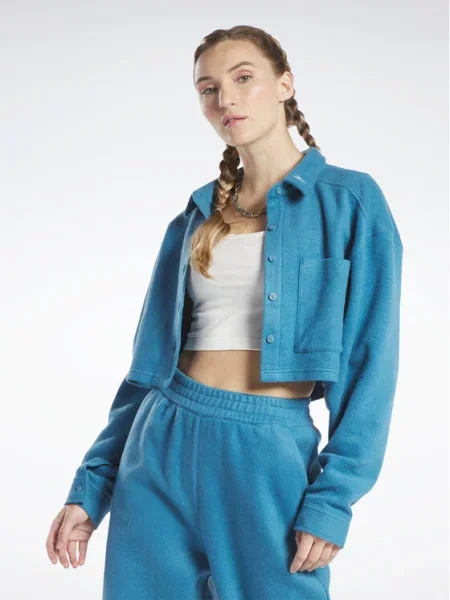 Jakna od flisa Reebok od flisa sa dugačkim rukavima plava