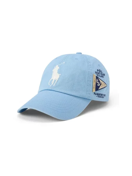 Czapka z daszkiem z czystej bawełny z wyhaftowanym logo Polo Ralph Lauren niebieska