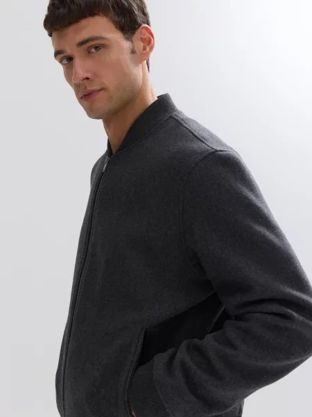 Шерстяной бомбер Reserved серый