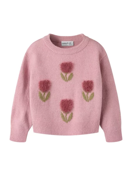 NAME IT Pulover NMFOlgi stuf / mauve / roz închis verde