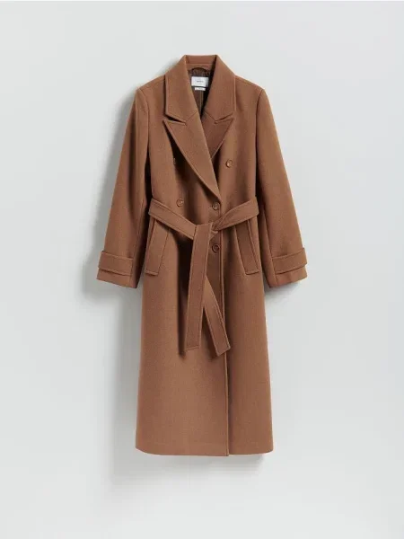 Reserved Płaszcz z wełną beżowy