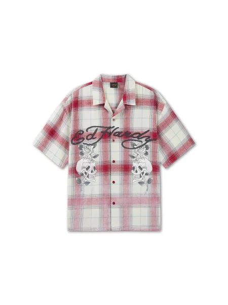 Ed Hardy Cămașă roșu / negru alb