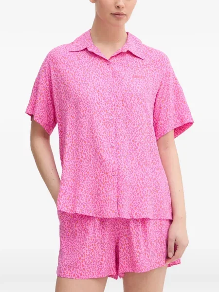 Pijamale Dkny cu imagine cu imprimeu animal print roz