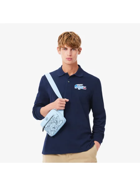 Lacoste Oryginalna Koszulka Polo Z Długim Rękawem granatowa