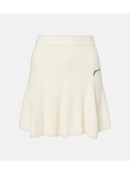 Fustă Ganni de lână alb