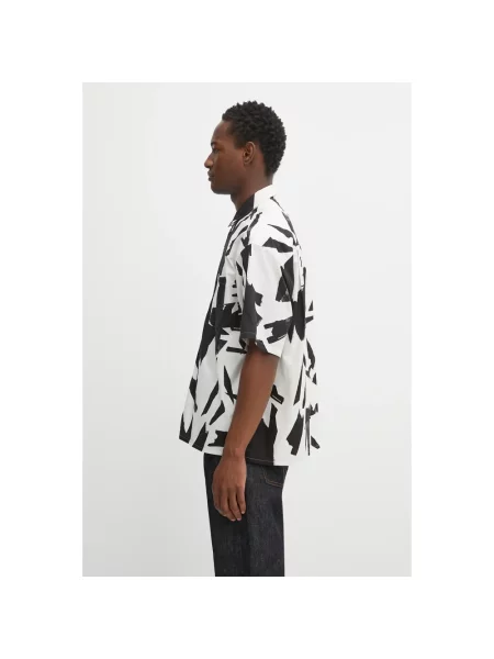 NEIGHBORHOOD koszula abstract pattern plain shirt ss relaxed z kołnierzykiem klasycznym beżowy