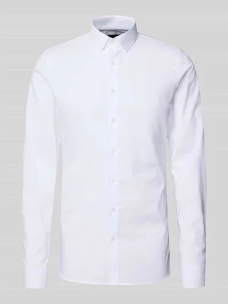 Koszula biznesowa o kroju super slim fit z popeliny z bardzo długim rękawem Olymp No. Six biała