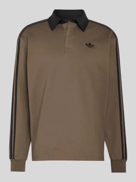 Koszulka rugby o kroju relaxed fit z czystej bawełny Adidas Originals brązowa