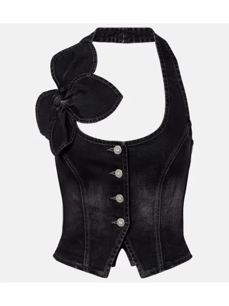 Top Area z kokardką czarny